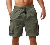 Short de travail pour homme avec poches zippées, taille élastique, pantalon cargo léger à séchage rapide, pantalon ample respirant avec cordon de serrage réglable, pantalon d'été pour un usage