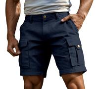 Short de Travail pour Homme Motif Gaufré Short Décontracté Vintage Taille Elastique Comfortable et Extensible Pantalon Court de Jogging pour Loisirs Quotidiens Sport avec Poches
