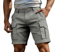 Short de Travail pour Homme Motif Gaufré Short Décontracté Vintage Taille Elastique Comfortable et Extensible Pantalon Court de Jogging pour Loisirs Quotidiens Sport avec Poches