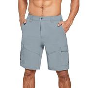 Short de travail pour homme, taille élastique, coupe droite, respirant, confortable, demi-pantalon avec plusieurs poches, léger, coupe ample, pantalon d'été décontracté pour un usage quotidien, gris