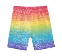 Short de vélo doublé en coton pour filles - Imprimé arc-en-ciel pailleté - Short d'été pour tout-petits et enfants - 4T, Paillettes arc-en-ciel, 5 Ans