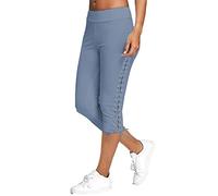 Short de yoga 3/4 pour femme - Longueur 3/4 - Coupe ajustée - Lacets latéraux - Taille haute - Extensible - Pour le sport et la course à pied - Legging court pour femme, BU1., XL