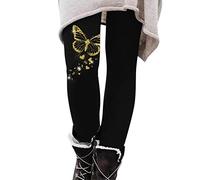 Short de yoga long pour femme - Legging d'hiver décontracté - Taille élastique - Capris thermique - Pantalon d'entraînement - Imprimé thermique - Short de yoga haut, doré, M