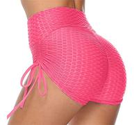 Short de yoga pour femme avec poche froncée pour soulever les fesses, entraînement, course à pied, short en jean mignon pour femme, rouge pastèque, XL
