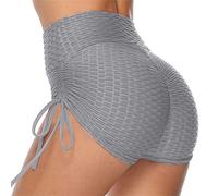 Short de yoga pour femme avec poche froncée pour soulever les fesses, entraînement, course à pied, short en jean mignon pour femme, gris, S