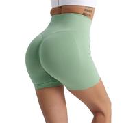 Short de yoga pour femme - Short d'entraînement pour femme - Taille haute - Short de sport - Short de yoga avec poches pour femme, vert menthe, S