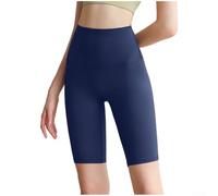 Short de yoga taille haute à séchage rapide pour femme avec contrôle du ventre, construction sans couture et tissu respirant pour des entraînements intenses (S bleu)