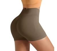 Short de yoga taille haute pour femme Legging de course élastique (café, L)