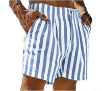 Short décontracté à imprimé rayé pour homme, coupe ample, en polyester, pour l'été, la plage, les vacances, les voyages, les activités de plein air, rose, vin, rouge, vert clair, kaki, bleu clair