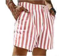 Short décontracté à imprimé rayé pour homme, coupe ample, en polyester, pour l'été, la plage, les vacances, les voyages, les activités de plein air, rose, vin, rouge, vert clair, kaki, bleu clair