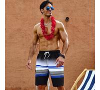 Short décontracté à poches cargo avec imprimé rayé et cordon de serrage à la taille, style hawaïen L,M,S,XL,XXLBlocs de couleur,Ombré,RayéPolyester