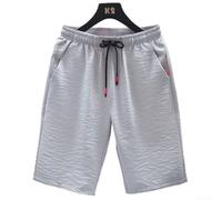 Short décontracté ample à séchage rapide pour homme - Couleur unie - Pour un style de vie actif - Grande taille - Noir - Gris foncé - Kaki (2XL Gris clair)