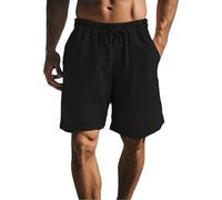 Short décontracté en coton avec cordon de serrage pour homme, taille élastique, poches pour sports de plage, été, plein air, Noir , S