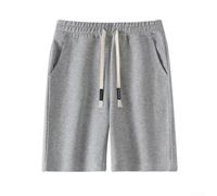 Short décontracté en coton doux pour homme, coupe ample, couleur unie, longueur genou, pantalon d'été avec tissu extensible pour un usage quotidien et pour se détendre, bleu (XL gris)