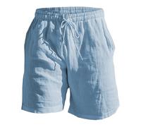 Short décontracté en coton et lin de cinq minutes pour homme avec 6, bleu clair, 3XL