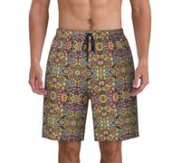 Short décontracté léger et pratique pour la plage, les activités de plein air, la marche, la course à pied et cercles ethniques, Noir , 3XL