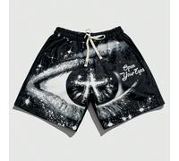 Short décontracté pour adolescent garçon avec imprimé œil Street Life, adapté pour le printemps et l'été 14Y,13Y,16Y,15YgraphiquePolyester