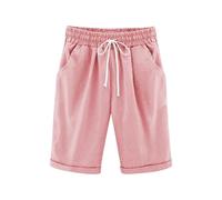 Short décontracté pour fille - Longueur genou - Taille haute - Short d'été confortable avec cordon de serrage - Vêtements pour filles 146 152, Rose, 9-10 ans
