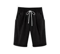 Short décontracté pour fille - Longueur genou - Taille haute - Short d'été confortable avec cordon de serrage - Vêtements pour filles 146 152, Noir , 3-4 ans