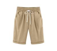 Short décontracté pour fille - Longueur genou - Taille haute - Short d'été confortable avec cordon de serrage - Vêtements pour filles 146 152, kaki, 12-13 ans