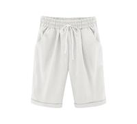 Short décontracté pour fille - Longueur genou - Taille haute - Short d'été confortable avec cordon de serrage - Vêtements pour filles 146 152, Blanc., 12-13 ans