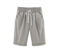 Short décontracté pour fille - Longueur genou - Taille haute - Short d'été confortable avec cordon de serrage - Vêtements pour filles 146 152, gris, 11-12 ans