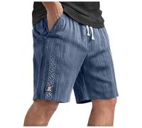 Short décontracté pour Homme, Couleur Unie, Taille élastique avec Cordon de Serrage, Coupe Droite, Style Kanto, Grande Taille, Short Jacquard de Sport décontracté. Petit Portefeuille Homme (Navy, M)