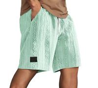 Short décontracté pour homme - Coupe ample - Respirant - Vêtement de tous les jours - Design tendance - Logo uni - Pantalon court pour t-shirts, vert, 3XL