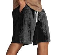 Short décontracté pour homme - Coupe ample - Respirant - Vêtement de tous les jours - Design tendance - Logo uni - Pantalon court pour t-shirts, Noir , 3XL