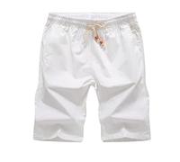 Short décontracté pour homme de 14 cm, short de sport avec poche, coupe classique, cordon de serrage, short de plage d'été, blanc, Taille L