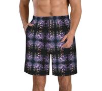 Short décontracté pour Homme, Motif Bouquet de Lavande, Entrejambe élastique, Taille élastiquée avec Cordon de Serrage, léger, séchage Rapide, idéal pour la Plage en été.