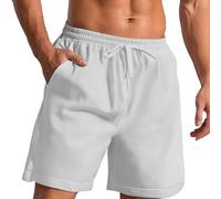 Short décontracté pour homme - Short de plage léger en lin, taille élastique, plusieurs poches, respirant et confortable, longueur genou, mode rétro, idéal pour l'extérieur et le quotidien, M-XXXL