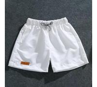 Short décontracté tendance pour homme - Demi-pantalon de sport de plage - En polyester - Confortable - Coupe ample - Vêtement d'été pour un style de vie actif - Noir - Taille L (L blanc)