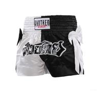 Short d'entraînement MMA Muay Thai pour adultes, unisexe avec taille élastique, matériau respirant, idéal pour les entraînements intenses (taille M, noir et blanc)