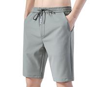 Short d'entraînement pour homme à séchage rapide avec taille élastique et cordon de serrage - Couleur unie - Demi-pantalon avec poches - Coupe ample - Respirant - Pour le sport, Vert, 5XL