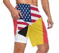 Short d'entraînement pour homme - Coupe décontractée - Séchage rapide - Porte-serviettes mains libres pour un usage quotidien décontracté, Drapeau des États-Unis Belgique, Taille S