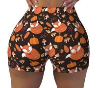 Short d'entraînement sans couture pour femme - Feuille d'automne, champignon, renard, motard, gym, course à pied, yoga, short en élasthanne pour femme, noir, XX-Large
