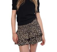 Short d'été 2024 pour femme - Taille haute - Élastique - Plissée - Mini jupe plissée à volants - Imprimé floral - Coupe trapèze - Décontractée - Jupe courte de plage, imprimé léopard, 44