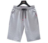 Short d'été décontracté à séchage rapide pour homme - Grande taille - Avec taille élastique - Pour un style de vie actif - Noir XL (XL Gris clair)