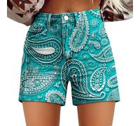 Short d'été décontracté pour femme avec taille haute et détails de volant, bleu, S