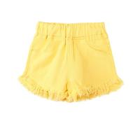Short d'été en denim de couleur unie pour filles et grands enfants, jaune, 8-9 ans