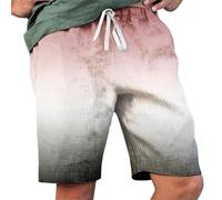 Short d'été pour homme avec poches à taille élastique, short d'été décontracté dégradé ombré, cordon de serrage réglable et coupe décontractée, pantalon longueur mi-cuisse pour la plage, les voyages