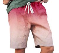 Short d'été pour homme avec poches à taille élastique, short d'été décontracté dégradé ombré, cordon de serrage réglable et coupe décontractée, pantalon longueur mi-cuisse pour la plage, les voyages