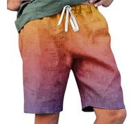 Short d'été pour homme avec poches à taille élastique, short d'été décontracté dégradé ombré, cordon de serrage réglable et coupe décontractée, pantalon longueur mi-cuisse pour la plage, les voyages