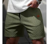Short d'été pour homme en tissu jacquard maille, col côtelé, cordon de serrage, élégant décontracté ample, cadeau pour petit ami, vert olive, streetwear, salle de sport L,M,S,XL,XXLTissu tricoté