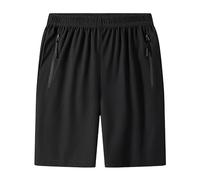 Short d'été pour homme - Léger et aéré - Short de plage léger et aéré - Décontracté - Coupe ample - Grandes tailles - Couleur unie - Short d'extérieur confortable, Noir , XXXXXL