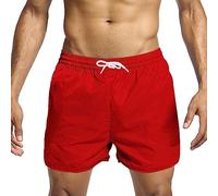 Short d'été pour homme - Short de plage uni pour homme - Short court de jogging - Short de course - Short de sport - Bermuda - Pantalon de fitness - Pantalon de tennis, rouge, XXXL