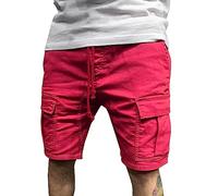 Short d'intérieur décontracté pour homme - Taille moyenne - Avec poche d'épissure - Longueur genou - Queue de dinosaure, Rouge, M