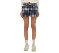 Short elastique en coton à carreaux femme Superdry Bleu S