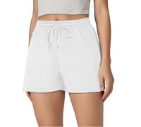 Short élastique pour femme avec poches d'entraînement confortables pour l'été 2026, blanc, M
